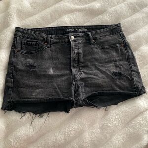 High rise OG straight black denim shorts.